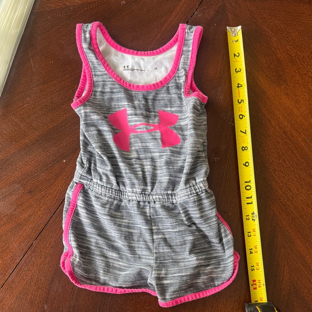 Under Armour Gray and Pink Girls Athletic Romper